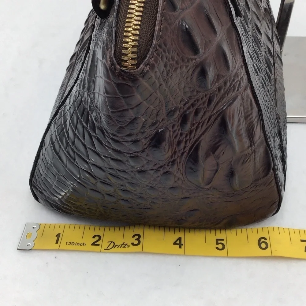 Brahmin Dark Brown Crocodile-Embossed Satchel